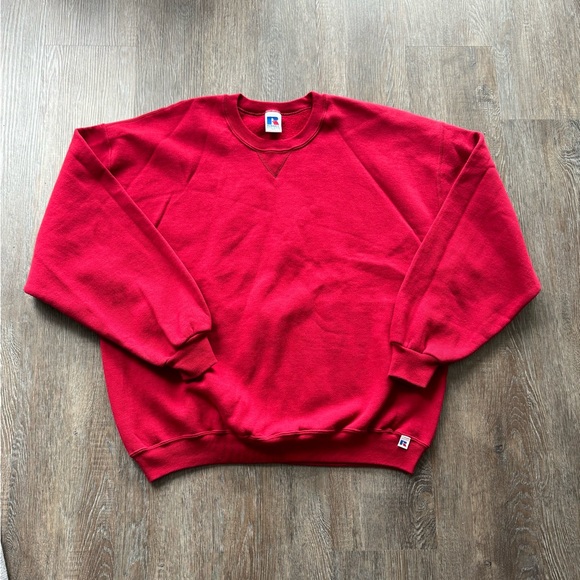 Russell Athletic 90s Crewneck Sweatshirt Vintage Red Blank Men's 2XL - Picture 1 of 4